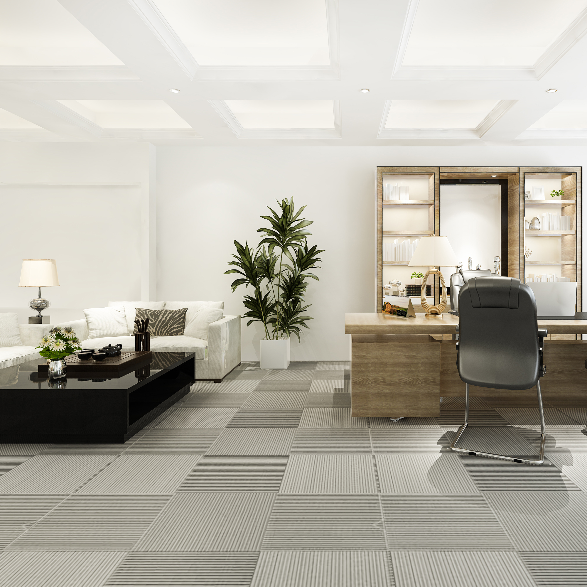 3d rendering luxury business meeting and working room in executi